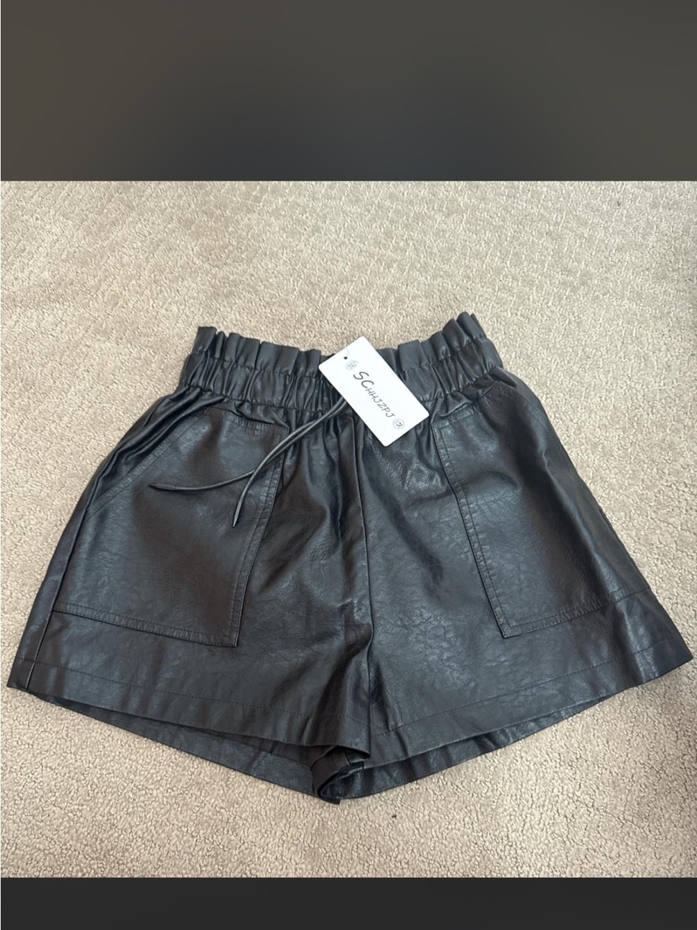 Amazon Women’s Black Faux Leather High-Waist Shorts